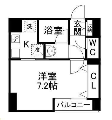 ラピス雨宮(1K/6階)の間取り写真