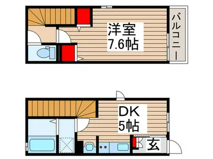 ラ・メール・ソレイユ(1DK/1階)の間取り写真