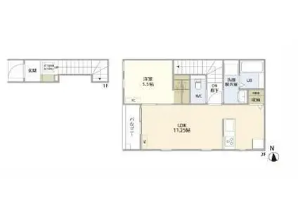 リーブルファイン三郷高州 1号棟(1LDK/1階)の間取り写真