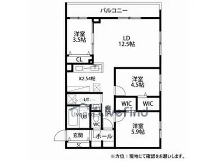 RITZ GRANDE月寒(3LDK/3階)の間取り写真