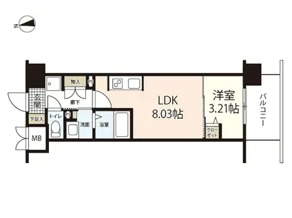 エスポワールI(1LDK/8階)の間取り写真