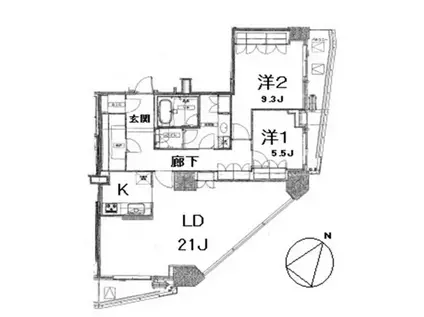 アトラスタワー六本木(2LDK/11階)の間取り写真