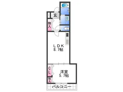 フジパレス黒田VII番館(1LDK/2階)の間取り写真