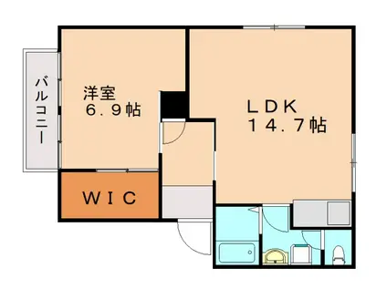 ロヂマンTONEA棟(1LDK/2階)の間取り写真