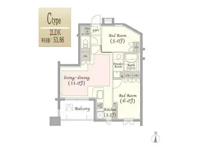 KDXレジデンス錦糸町(2LDK/10階)の間取り写真