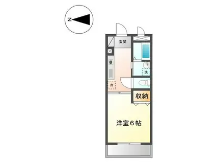 ハッピーヴィレッジ(1K/2階)の間取り写真