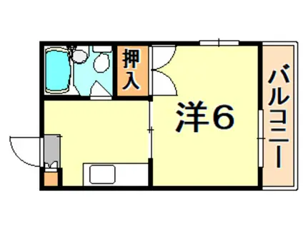 魚北ハイツ(1K/1階)の間取り写真