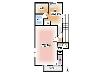 オアシス(1K/2階)の間取り写真