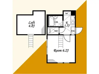 メゾン・ソレイユ弐番館(1K/2階)の間取り写真
