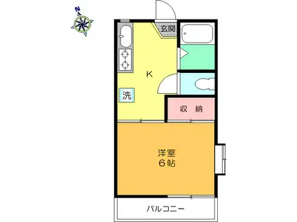 ゼルコーヴァ(1K/2階)の間取り写真