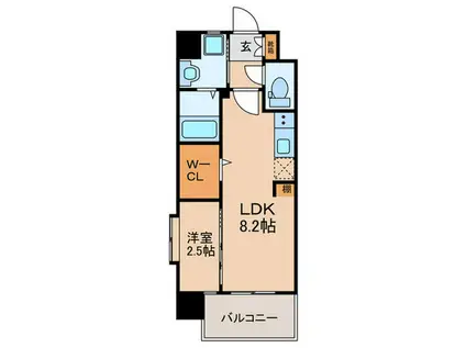 ギャラクシー二日市(1LDK/6階)の間取り写真