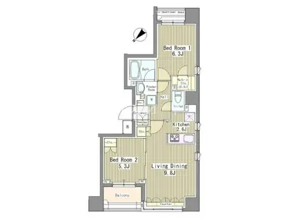 リベルテ月島(2LDK/6階)の間取り写真