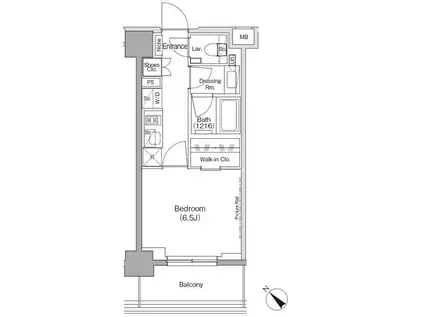 ザパークハビオ月島フロント(1K/8階)の間取り写真