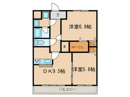 FEEL FINE(2DK/4階)の間取り写真