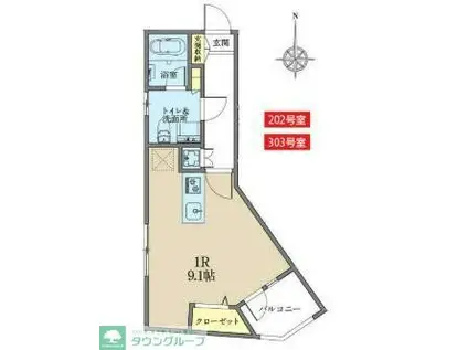 アズ大井町レジデンス(ワンルーム/3階)の間取り写真