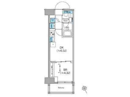 クレヴィアリグゼ日暮里根岸(1DK/3階)の間取り写真