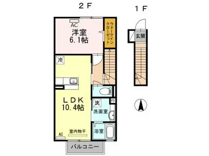 フェリオ(1LDK/2階)の間取り写真