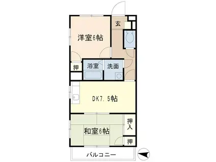 コーポドボヌールときわ(2DK/3階)の間取り写真