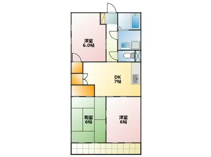 ユトリロ西浜(3DK/1階)の間取り写真