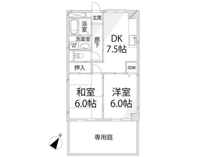 ライフタウン(2DK/1階)の間取り写真