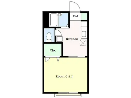 デュエットA棟(1K/2階)の間取り写真