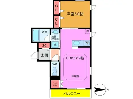 南葛西2丁目メゾン(1LDK/3階)の間取り写真