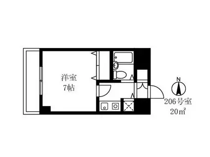 碑文谷壱番館(1K/2階)の間取り写真