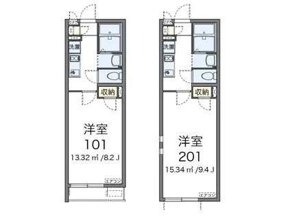 クレイノペルレシュロス X(1K/2階)の間取り写真