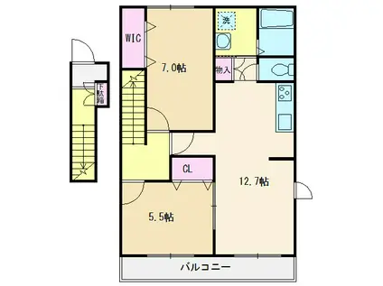 COURT VILLA上ノ原II(2LDK/2階)の間取り写真
