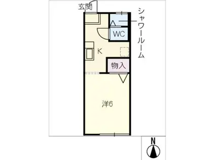 パナハイツ中央牧野(1K/2階)の間取り写真