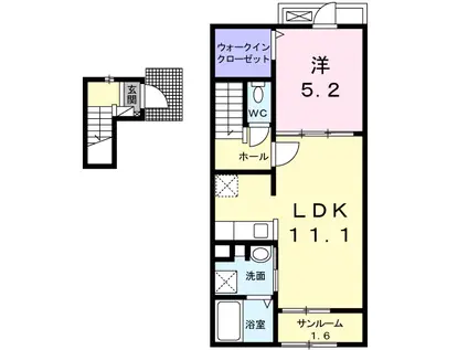 REVIVE89 ウエスト(1LDK/2階)の間取り写真