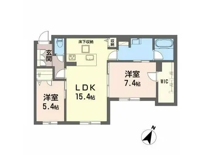 ミラベル祗園(2LDK/1階)の間取り写真