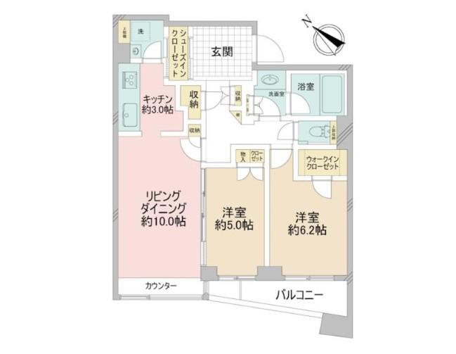 パークホームズ目黒ザレジデンス(2LDK/8階)の間取り写真
