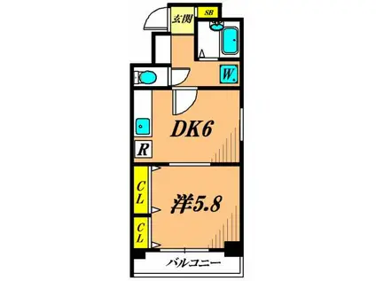 クレセール大井町(1DK/5階)の間取り写真