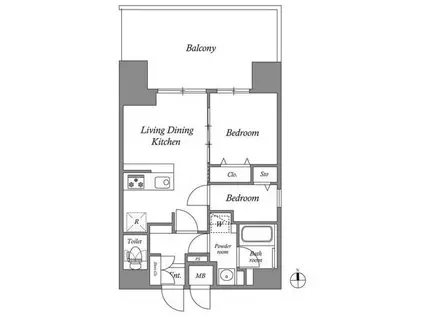リテラス蒲田(2LDK/13階)の間取り写真