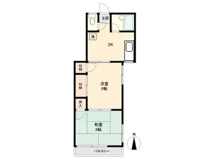 メルヘンコテージ(2DK/2階)の間取り写真