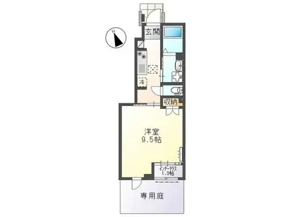 カーサグリチネ(1K/1階)の間取り写真