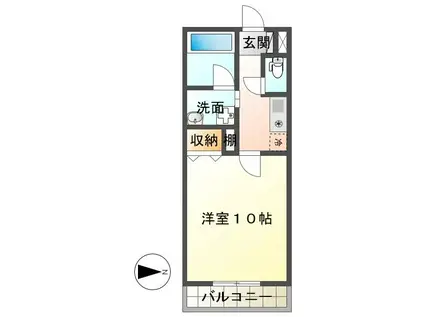 ケンブリッジアサカ(1K/5階)の間取り写真