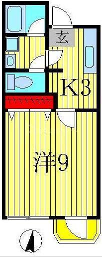 ヴィラ南柏II(1K/2階)の間取り写真