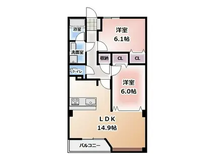 コントレール桜(2LDK/5階)の間取り写真