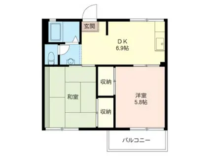 グリーンドミールA(2DK/2階)の間取り写真