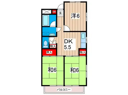 スカイハイツビル(3DK/2階)の間取り写真