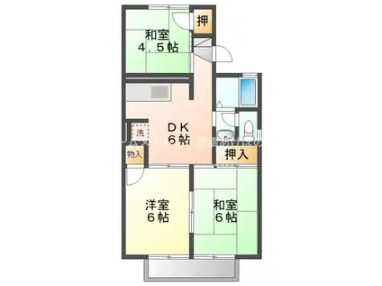 セジュール南殿田(3DK/1階)の間取り写真