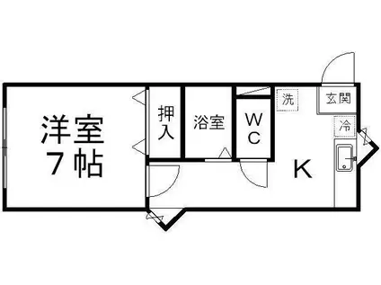 ソレイユ宮城野I(1K/1階)の間取り写真