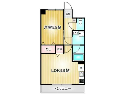LA DOUCEUR山王(1LDK/6階)の間取り写真