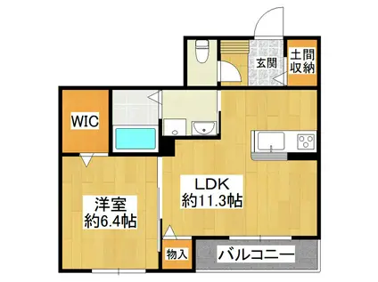 PLAISIR(1LDK/1階)の間取り写真