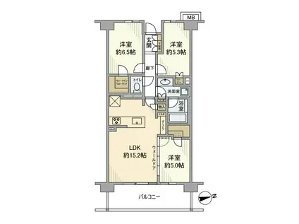 BRILLIA CITY西早稲田(3LDK/3階)の間取り写真