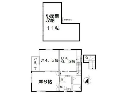 ディアコート(2DK/2階)の間取り写真