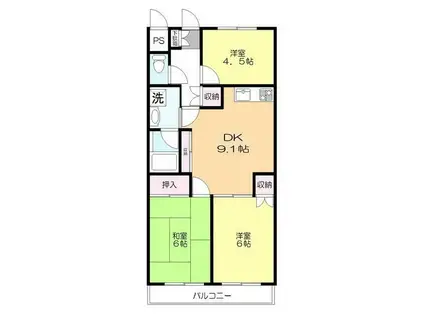 ソレイユシャトー(3DK/4階)の間取り写真