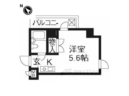 サンハイツ西京極(1K/6階)の間取り写真